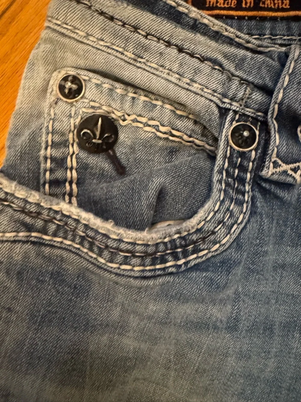 Rock Revival Mens Lanny Boot Jean Sz 34‎ Embellished Great Fade